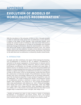 Evolution of Models of Homologous Recombination APPENDIX