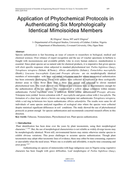 Application of Phytochemical Protocols in Authenticating Six Morphologically Identical Mimoisoidea Members