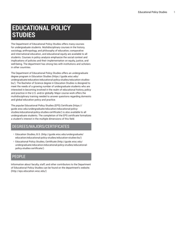 Educational Policy Studies 1