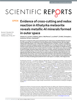 Evidence of Cross-Cutting and Redox Reaction in Khatyrka Meteorite