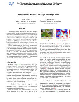 Convolutional Networks for Shape from Light Field