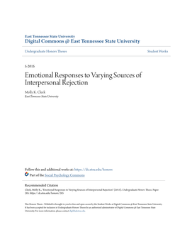 Emotional Responses to Varying Sources of Interpersonal Rejection Molly K