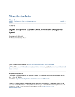Beyond the Opinion: Supreme Court Justices and Extrajudicial Speech