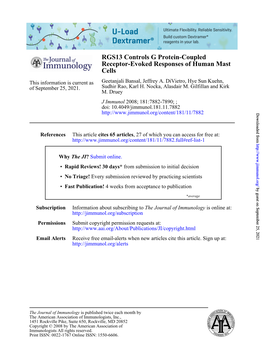 Cells Receptor-Evoked Responses of Human Mast RGS13 Controls G