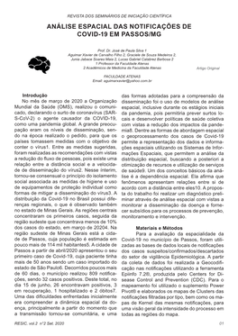 Análise Espacial Das Notificações De Covid-19 Em Passos/Mg