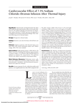 Cardiovascular Effect of 7.5% Sodium Chloride Dextran Infusion After