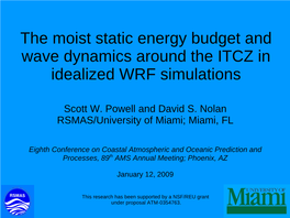The Moist Static Energy Budget and Wave Dynamics Around the ITCZ in Idealized WRF Simulations