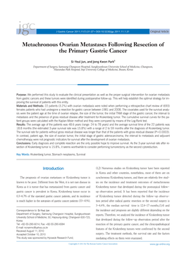 Metachronous Ovarian Metastases Following Resection of the Primary Gastric Cancer