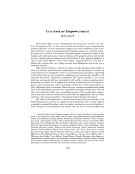 Contract As Empowerment Robin Kar†