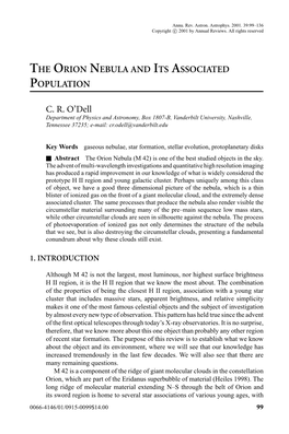 THE ORION NEBULA and ITS ASSOCIATED POPULATION C. R. O'dell