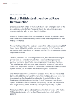 Best of British Steal the Show at Race Retro Auction