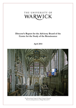 2014 Centre for the Study of the Renaissance Director's Report