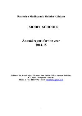 MODEL SCHOOLS Annual Report for the Year 2014-15