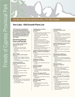 Yew Lake Plant List