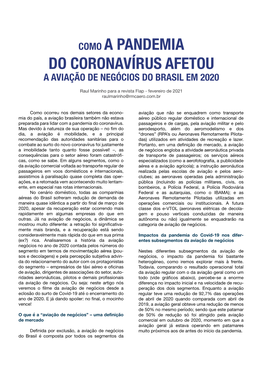 Como a Pandemia Do Coronavírus Afetou a Aviação De Negócios Do Brasil Em 2020