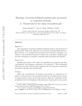 Rheology of Protein-Stabilised Emulsion Gels Envisioned As Composite Networks. 2 - Framework for the Study of Emulsion Gels