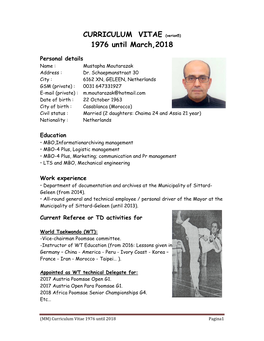 Mustapha Moutarazak CURRICULUM VITAE 2018 Versie5