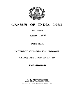 District Census Handbook, Thanjavur, Part XIII-A, Series-20