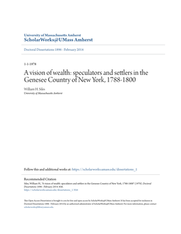 Speculators and Settlers in the Genesee Country of New York, 1788-1800 William H