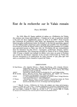 Etat De La Recherche Sur Le Valais Romain
