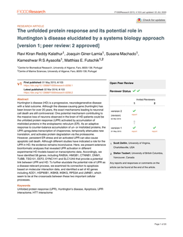 The Unfolded Protein Response and Its Potential Role In