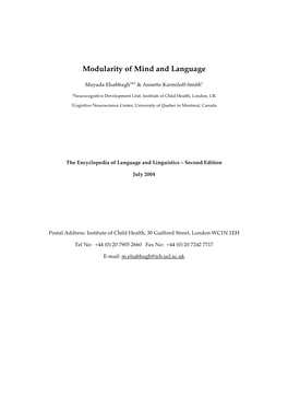 Modularity of Mind and Language