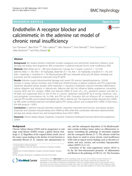 Endothelin a Receptor Blocker and Calcimimetic in the Adenine Rat