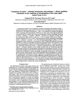 Comparison of Calcite + Dolomite Thermometry and Carbonate +