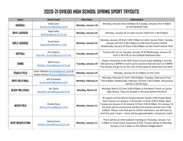 2020-21 Oviedo High School Spring Sport Tryouts