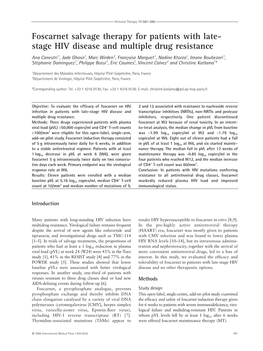 Foscarnet Salvage Therapy for Patients with Late- Stage HIV Disease And