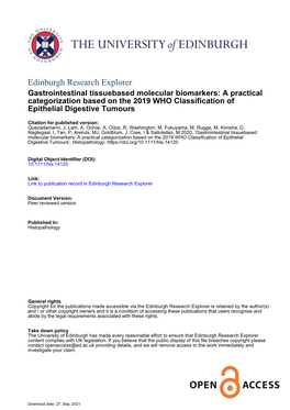 Gastrointestinal Tissue‐Based Molecular Biomarkers: a Practical