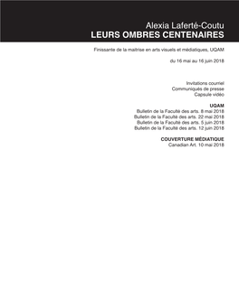 Alexia Laferté-Coutu LEURS OMBRES CENTENAIRES