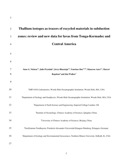 Thallium Isotopes As Tracers of Recycled Materials in Subduction