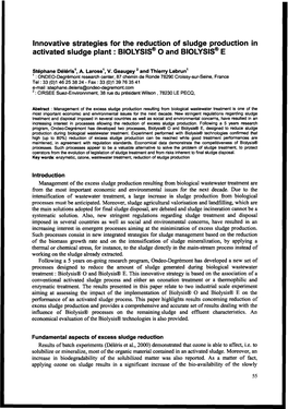 Innovative Strategies for the Reduction of Sludge Production in Activated Sludge Plant: BIOLYSIS® O and BIOLYSIS® E