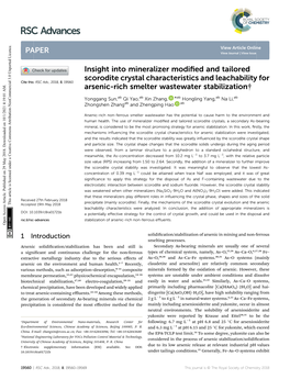 Insight Into Mineralizer Modified and Tailored Scorodite Crystal