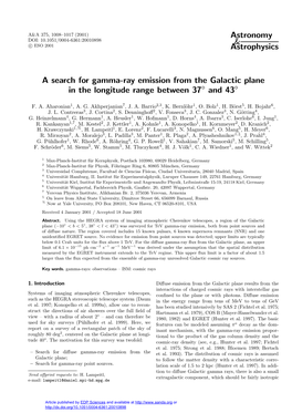 A Search for Gamma-Ray Emission from the Galactic Plane in the Longitude Range Between 37◦ and 43◦