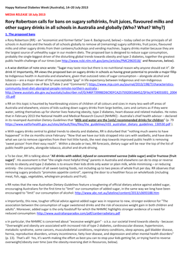 Rory Robertson Calls for Bans on Sugary Softdrinks, Fruit Juices, Flavoured Milks and Other Sugary Drinks in All Schools in Australia and Globally (Who? What? Why?) 1