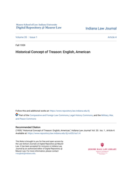 Historical Concept of Treason: English, American