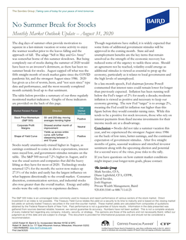 No Summer Break for Stocks Monthly Market Outlook Update – August 31, 2020