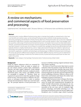 A Review on Mechanisms and Commercial Aspects of Food Preservation and Processing Sadat Kamal Amit†, Md