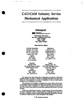 CAD/CAM Industry Service Mechanical Applications, 1987