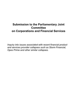 Submission: Inquiry Into Financial Products and Services in Australia