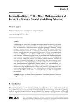 Focused Ion Beams (FIB) — Novel Methodologies and Recent Applications for Multidisciplinary Sciences