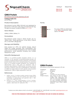 GRK4 Protein Recombinant Human Protein Expressed in Sf9 Cells