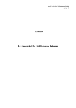 Annex IX Development of the HAB Reference Database