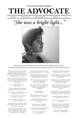 “She Was a Bright Light...”