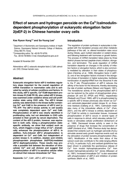 Dependent Phosphorylation of Eukaryotic Elongation Factor 2(Eef-2) in Chinese Hamster Ovary Cells