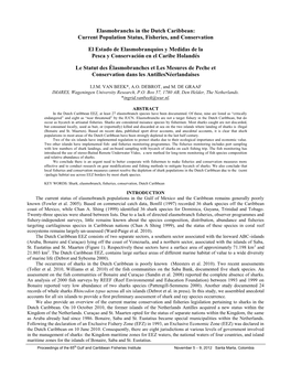 Elasmobranchs in the Dutch Caribbean: Current Population Status, Fisheries, and Conservation