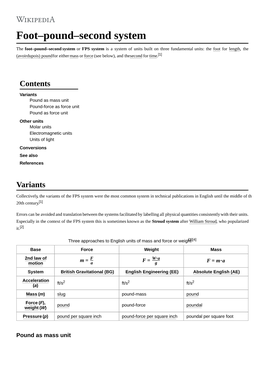 Foot–Pound–Second System