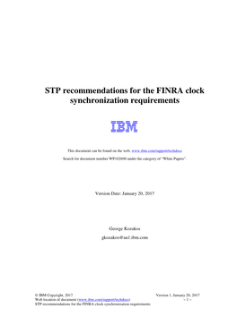 STP Recommendations for the FINRA Clock Synchronization Requirements